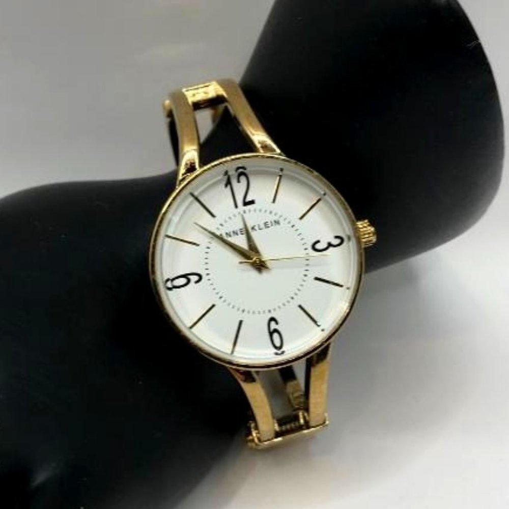 Anne Klein Gold-Tone Hinged Clamper Watch